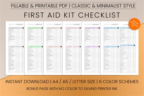 First Aid Kit Checklist Printable Pdf Template Emergency Checklist