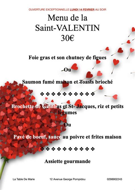 Menu De La Saint Valentin