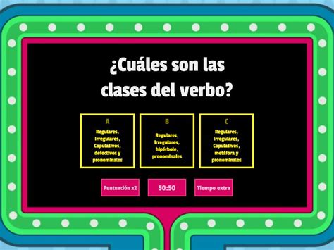 Clases Del Verbo Gameshow Quiz