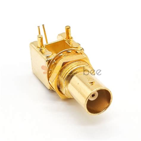 Bnc Connector Pcb Mount Right Angled Female Through Hole Gold Plating