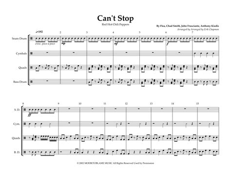 Can T Stop Arr Erik Chapman By Red Hot Chili Peppers Sheet Music For Percussion Ensemble At
