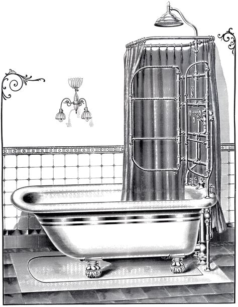 6 Vintage Bathtub Images and Bath Time Clipart! - The Graphics Fairy