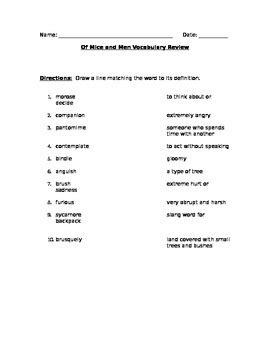 Of Mice And Men Worksheet Answers