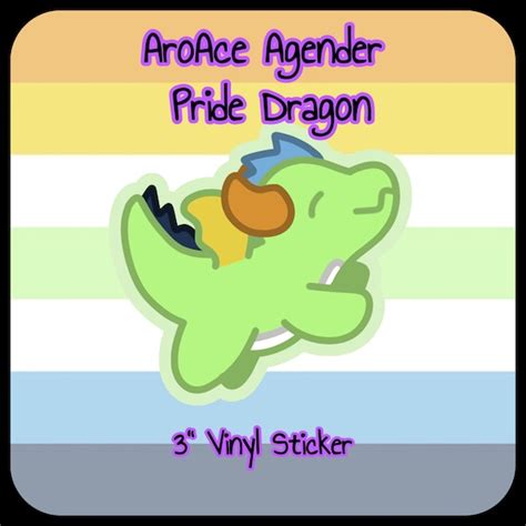 Aro Ace Agender Pride Dragon Sticker Etsy