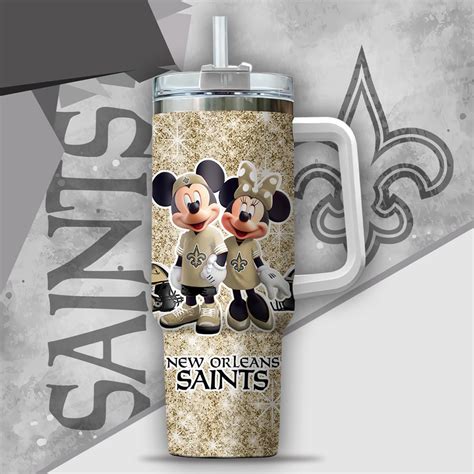 Nfl New Orleans Saints Mickey And Minnie Couple Custom Stanley Quencher