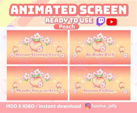 Animated Twitch Peach Stream Screens / Animation / Offline / | Etsy