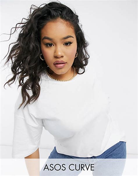 Asos Design Curve Oversized T Shirt In White Asos