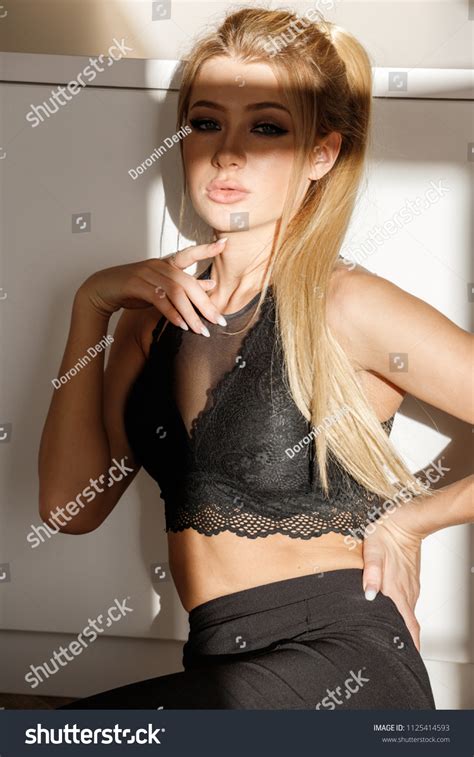 Beautiful Blonde Girl Sexy Business Suit Stock Photo 1125414593 Shutterstock