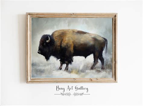 Oil Painting Bison American Bison Print Wild Animals Print - Etsy