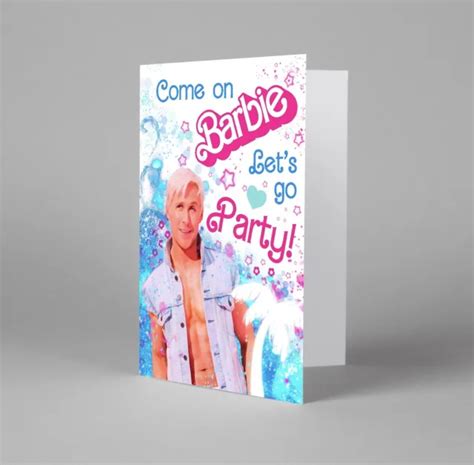 BARBIE BIRTHDAY CARD Barbie Movie Ryan Gosling Ken Bday Card Margot