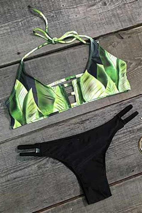 Hit Refresh Leaves Halter Bikini Set