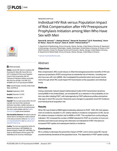 Pdf Individual Hiv Risk Versus Population Impact Of Risk Compensation After Hiv Preexposure