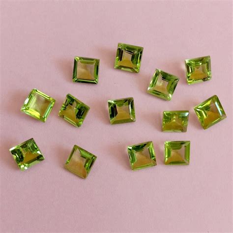 Natural Peridot Gemstone Square Shape Peridot Faceted Cut Etsy