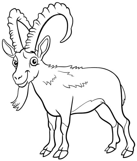 Schwarz Weiß Cartoon Illustration Der Lustigen Steinbock Comic Tier