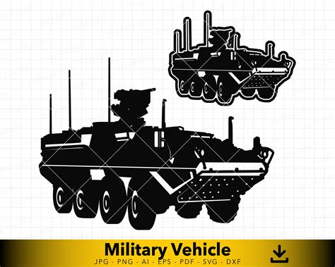 Military Vehicle Svg Stryker Svg War Tank Silhouette Vector File For