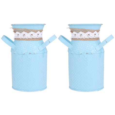 2pcs Iron Flower Bucket Country Style Flower Planter Flower Holder