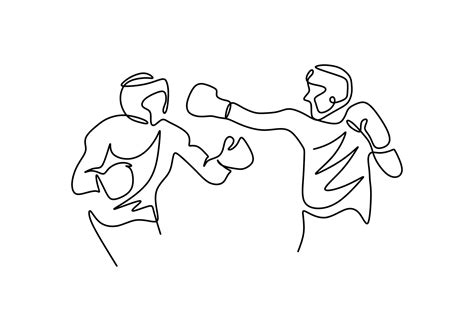 dibujo continuo de una línea de dos hombres jugando boxeo aislado sobre