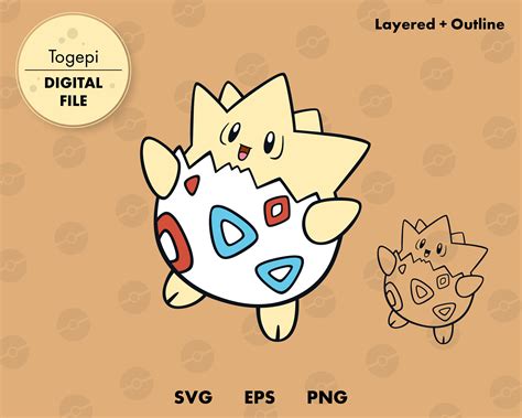 Togepi Pokemon Svg Cut File Layered Digital Template Etsy