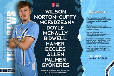 Coventry City On Twitter Lining Up For The Sky Blues This Afternoon