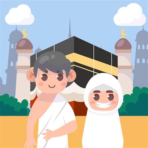 Premium Vector Flat Islamic Hajj Pilgrimage Illustration