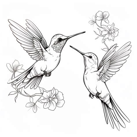 Dos colibríes como plantilla para colorear dibujos para colorear y