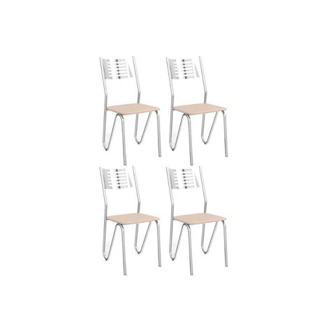 Cadeira de Cozinha Nápoles 4C045 Kit 4 Un Cromado Courano Nude Kappesberg Camicado