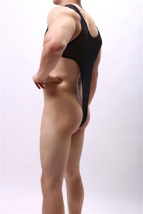 Sexy Lingerie Nero Singolo Pezzo Uomini In Tanga In Rete Tessuto Sexy Trasparente Mutande