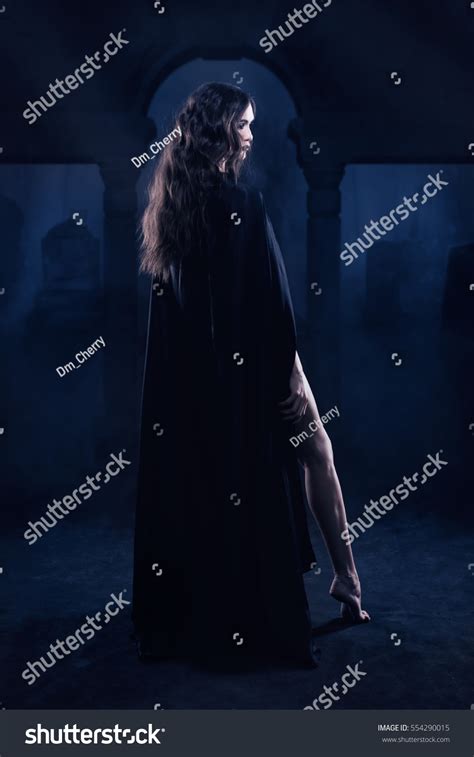 Beautiful Naked Gothic Girl Black Cloak Stock Photo Shutterstock