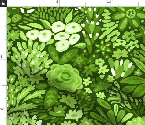 gorgeous monotone lime green floral Fabric | Spoonflower