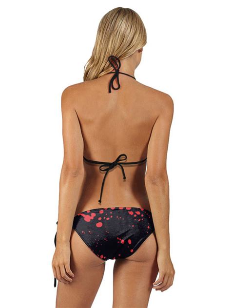 Sexy String Bikini Maillots De Bain String Noir Maillot De Bain Bikini Licou Imprimé Maillot De