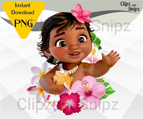 Baby Moana PNG Clipart Instant Digital Download for Iron on or - Etsy