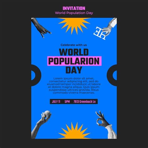 Free PSD Flat Design World Population Day Invitation