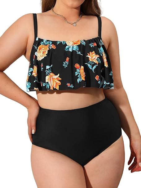 Amazon Cupshe Women S Plus Size Bikini Set Leaf Lemon Printed