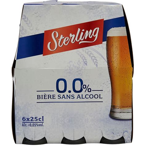 STERLING Bière blonde sans alcool 0 bouteilles 6x25cl pas cher Auchan fr