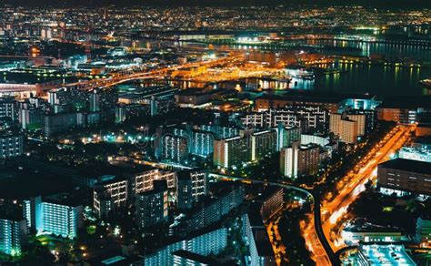 Aerial View of the Osaka Bay Harbor Area Stock Photo - Image of ship ...