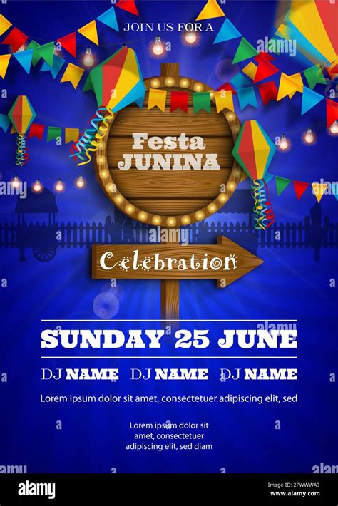 Cartel de Festa Junina con elementos brasileños y acordeón Junio Fondo