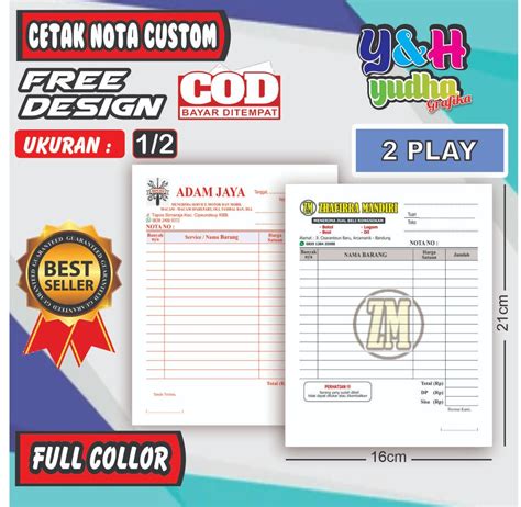 Nota Custom Set Lembar Ply Nota Nama Toko Sendiri