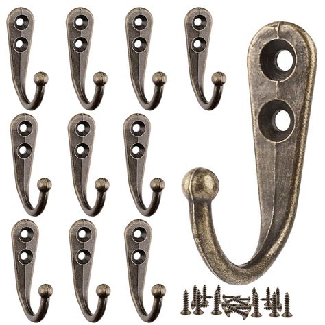 Black 10x Vintage Coat Hooks Wall Mounted Cast Antique Hook Door Robe