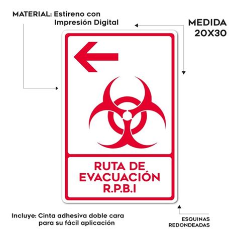 Señalamiento Ruta De Evacuacion Rpbi Izquierda Nom003 20x30 Meses Sin