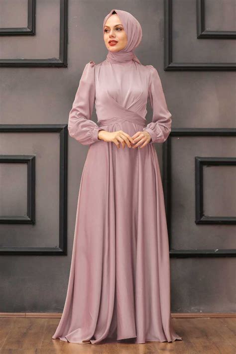 Salmon Pink Hijab Evening Dress 3064smn Neva