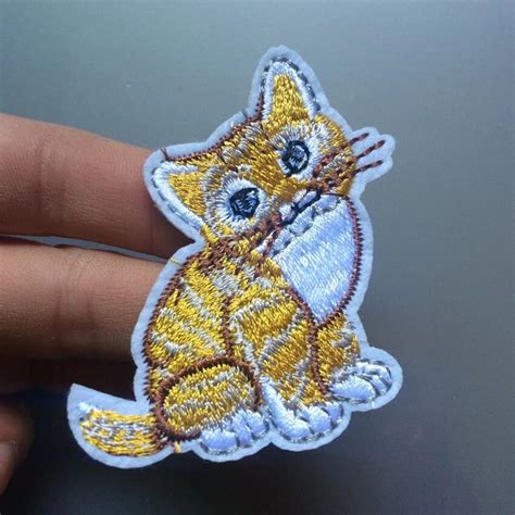 Pcs Handsome Cat Patch For Clothing Iron On Embroidered Sew Applique