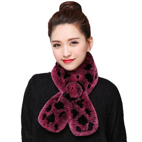 Women Real Rex Rabbit Fur Scarf Winter Warm Neckerchief Hand Woven