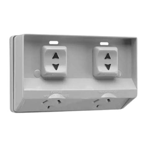 clipsal weatherproof twin switch socket outlet   gray wscf