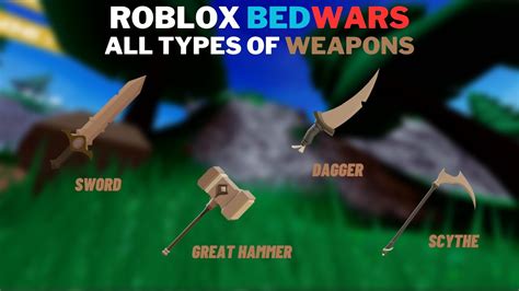 All Types Of Weapons Roblox Bedwars Youtube