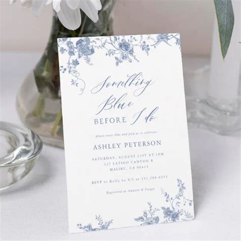 Vintage Floral Something Blue Bridal Shower Invitation Zazzle