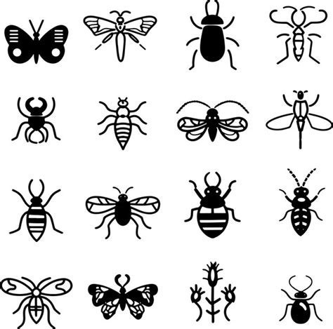 Premium Vector Insects Collection Black And White Silhouette Vector Illustration