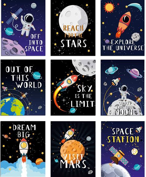 Blulu 9 Pieces Outer Space Decor For Kids Room Boy Bedroom