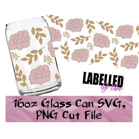 Peonies Svg Flower Floral Svg Oz Glass Can Full Wrap Etsy