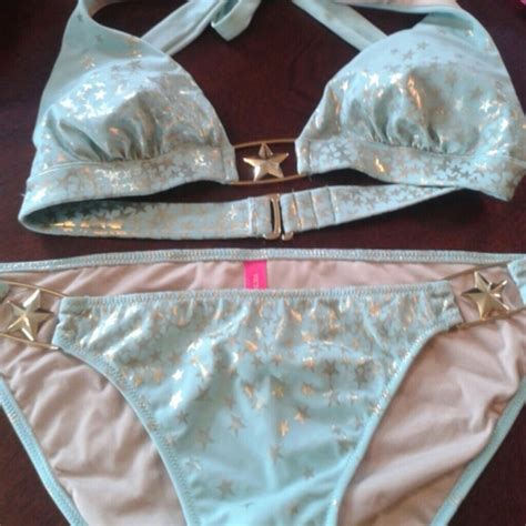 Victoria S Secret Swim Teal And Gold Star Victoria Secret Bikini Poshmark