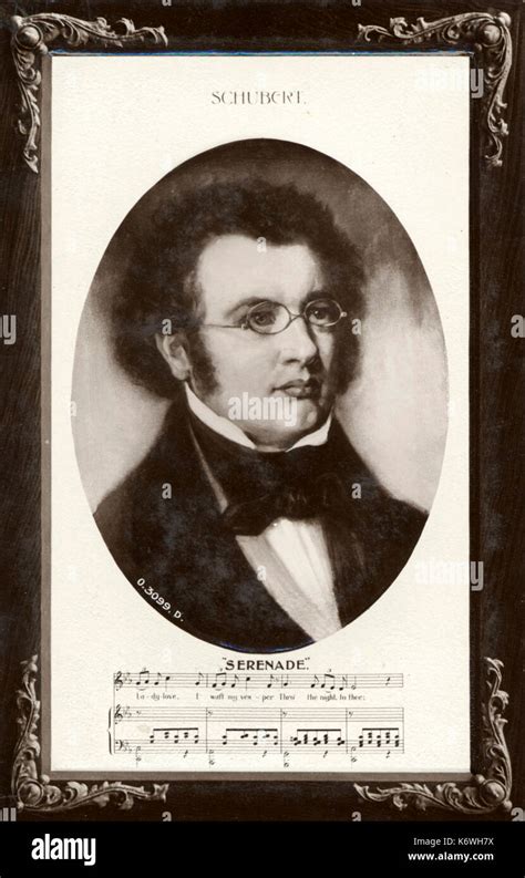 Franz Schubert Portrait In Oval With Bars From Serenade Austrian